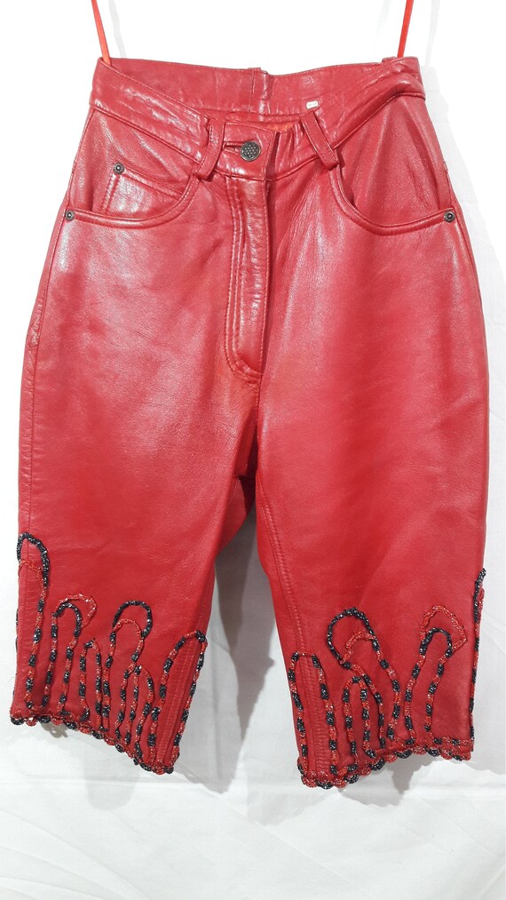 Wonderful women's leather shorts. Red women's shor