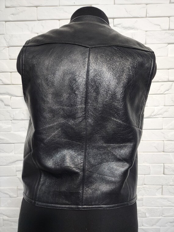 Genuine Leather Vest: Black Waistcoat View 4