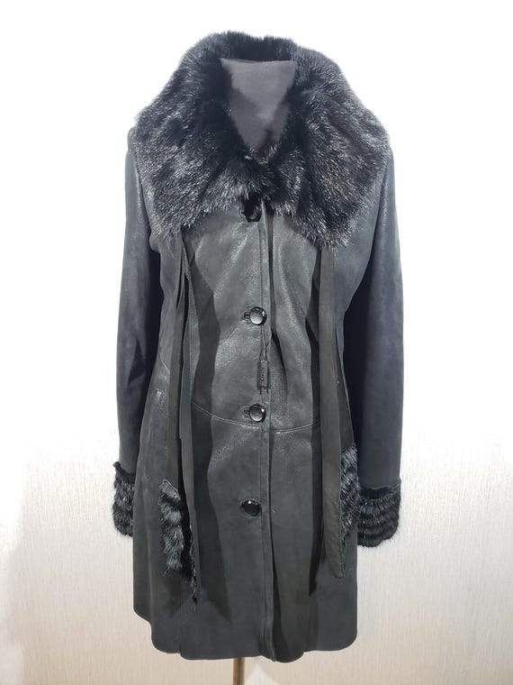 希少♡ヴィンテージ シープスキン ミンクファー コート 光沢 大きいサイズ