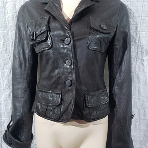Brown Leather Jacket: Women&#39;s Soft Genuine Leather, Button-Up