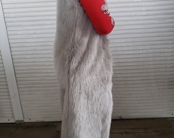 Gray Faux Fur Long Vest: Women's Sleeveless Coat, Pockets
