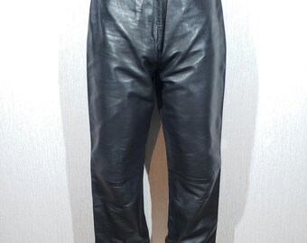 Vintage Black Leather Pants - Women's Genuine Leather Trousers