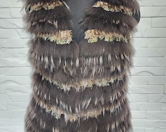 90s Women's Beige Fake Fur Vest with Pockets. Size XS. - Etsy 日本