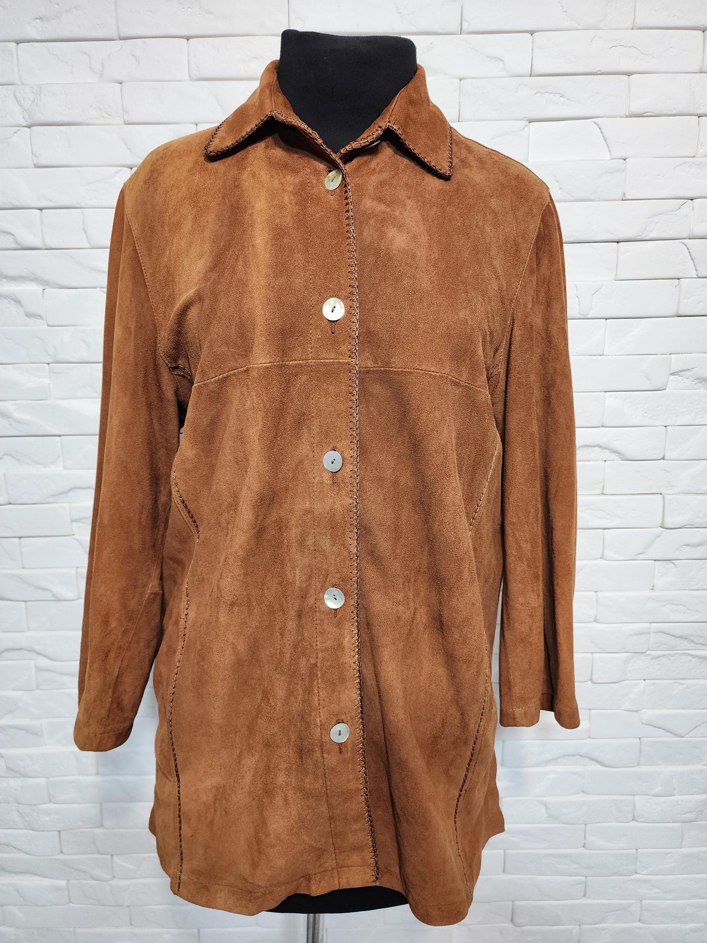 レディーススエードシャツ：ブラウンレザーのシンプルスタイル - Etsy 日本