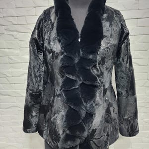 Black Sheepskin Coat: Genuine Fur Trim, Warm Winter Style