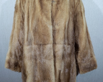 Vintage Brown Mink Fur Coat: Trapezoid Cut, Warm Winter Style