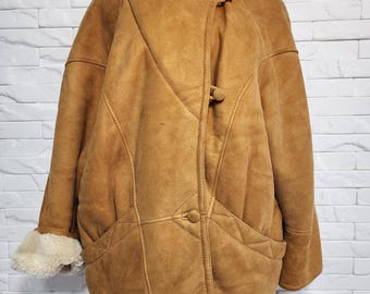 Vintage Brown Sheepskin Coat: Women's Warm Jacket