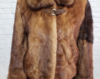 Brown Mink Fur Coat: Women's Vintage Luxury, Decorative Straps