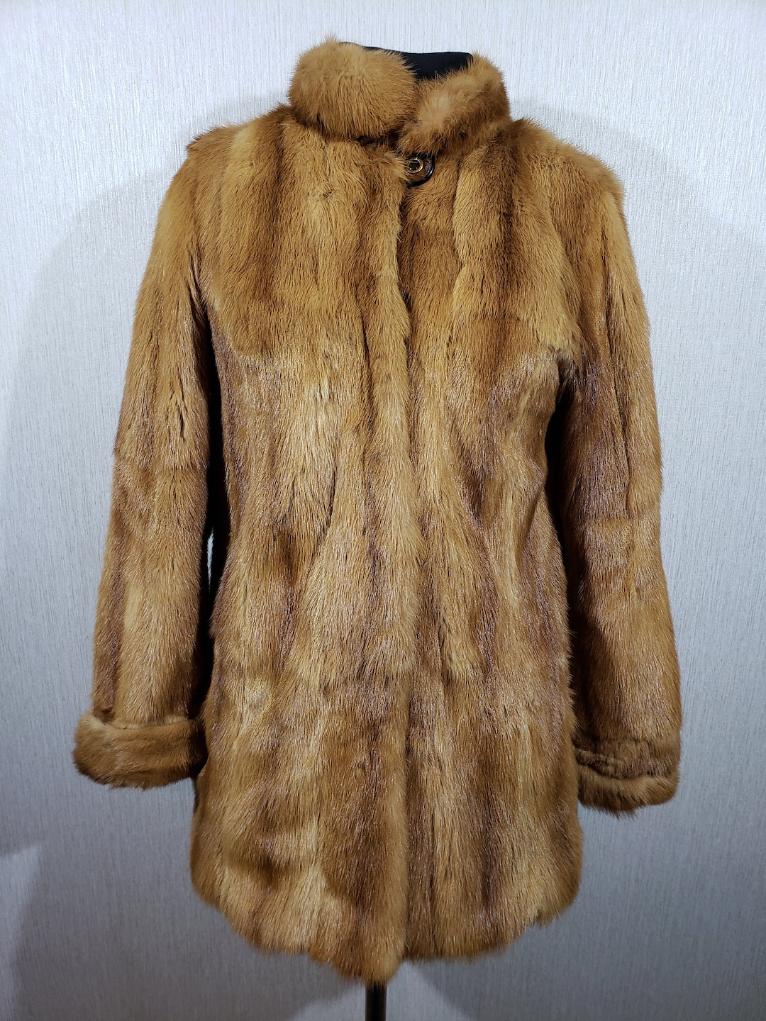 Vintage Genuine Fur Coat Warm Brown Women's Luxury