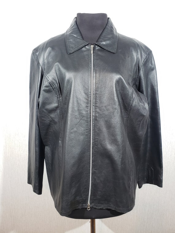 Stylish Women's Leather Jacket With a Metal Zipper. Cute