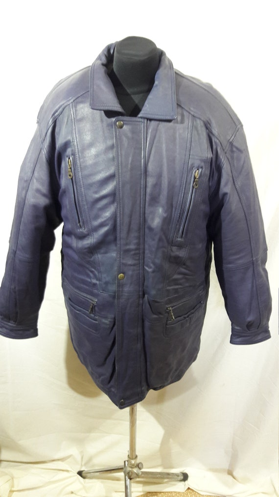 Men's leather jacket. Purple leather men's jacket.