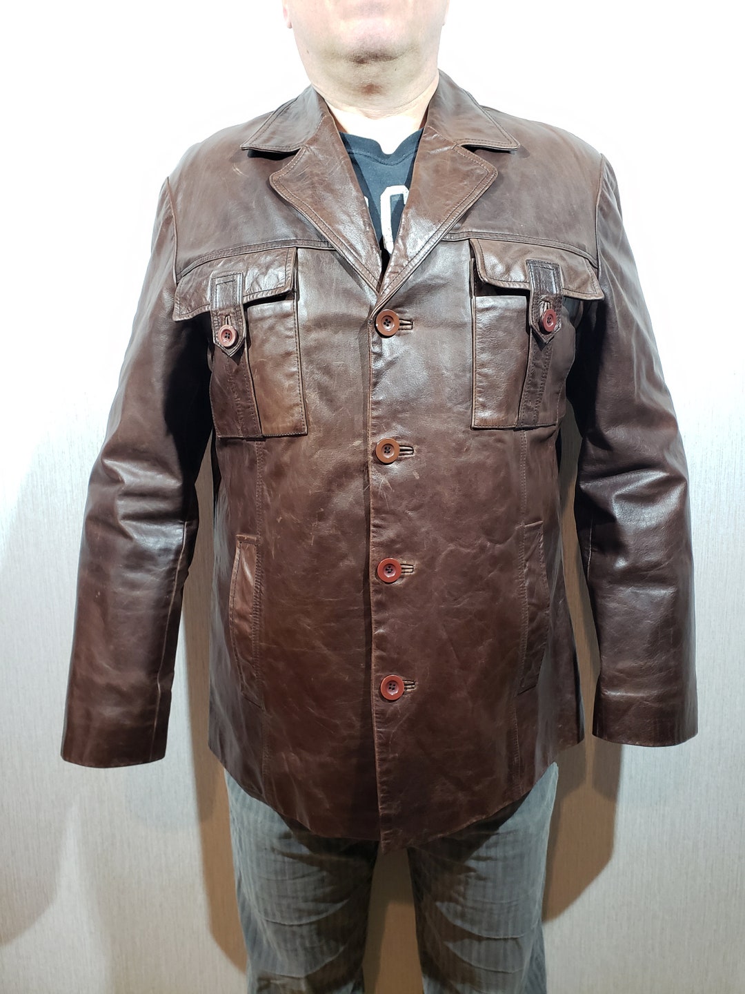 Better Days Leather Button Down Jacket