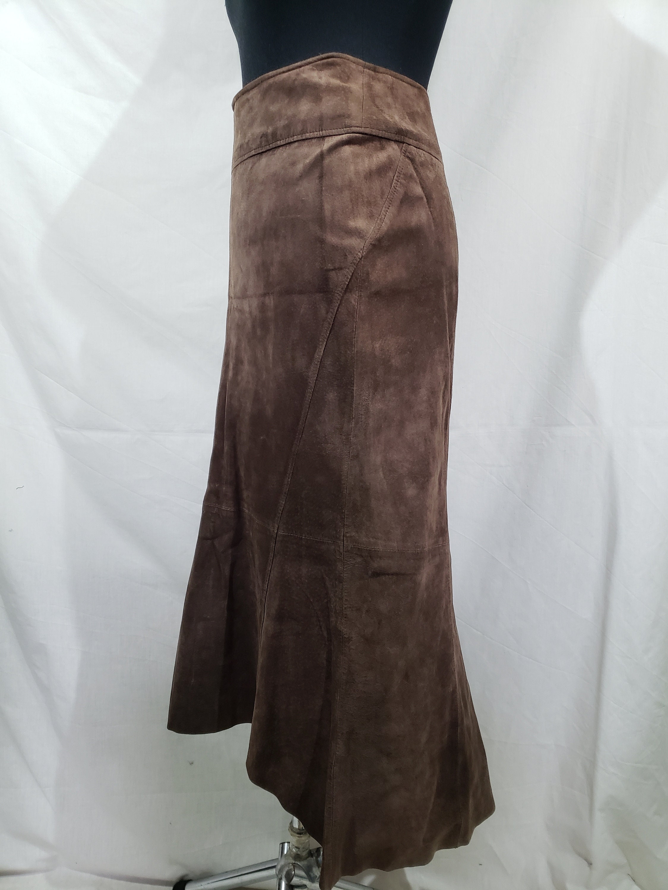 Nice long brown leather skirt. Stylish skirt made of genuine | Etsy
