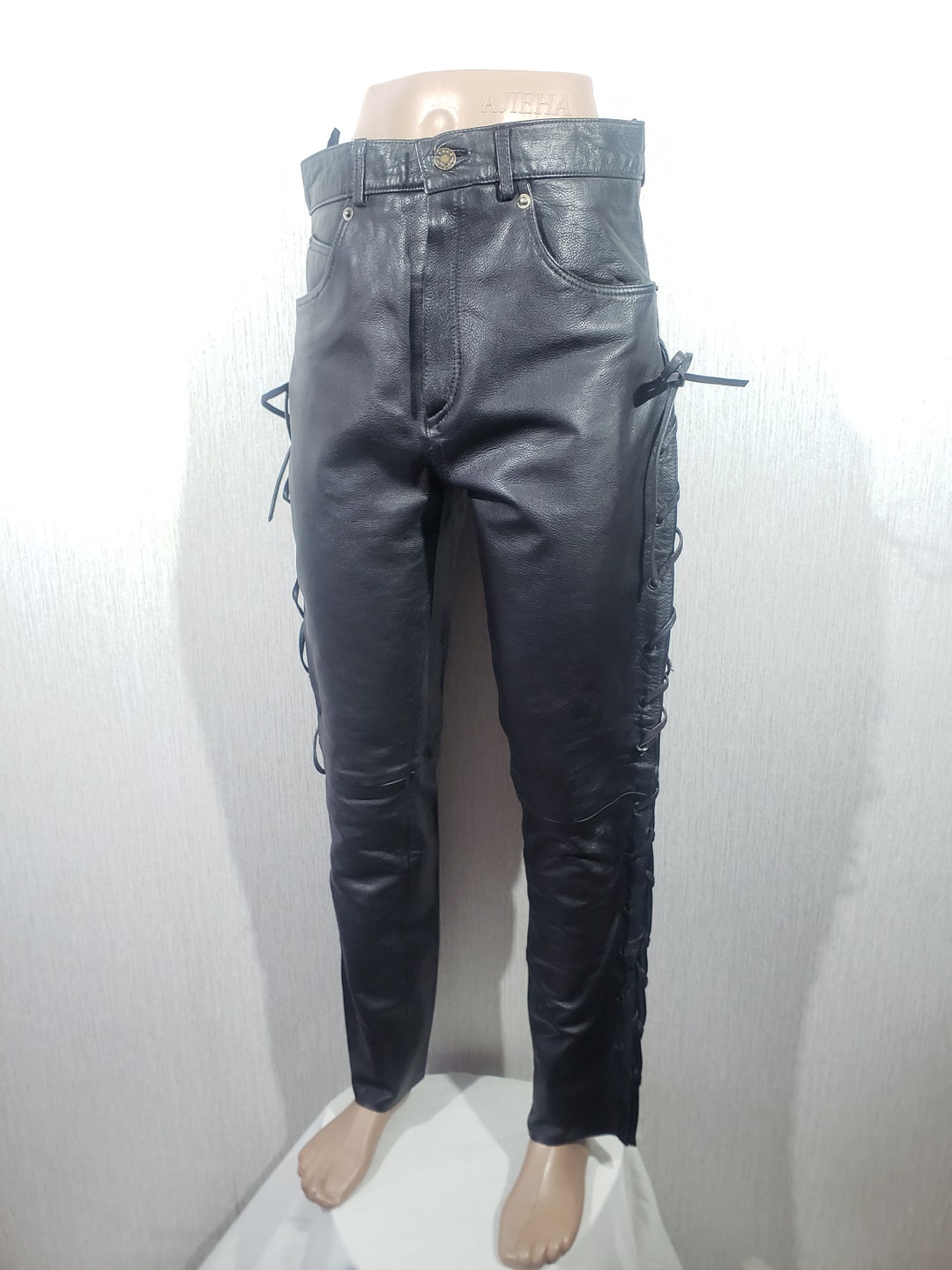 Great Black Leather Pants for Men. Black Leather Pants With Decorative