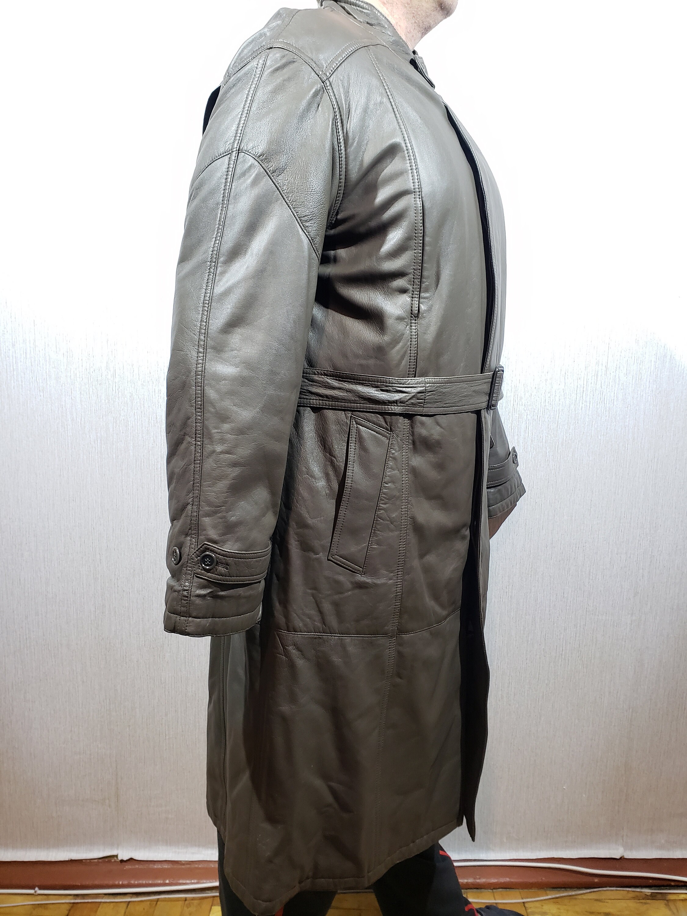 ヴィンテージブラウン本革メンズコート（ベルト付き） - Etsy 日本