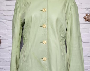 Chaqueta de cuero genuino verde: estilo femenino