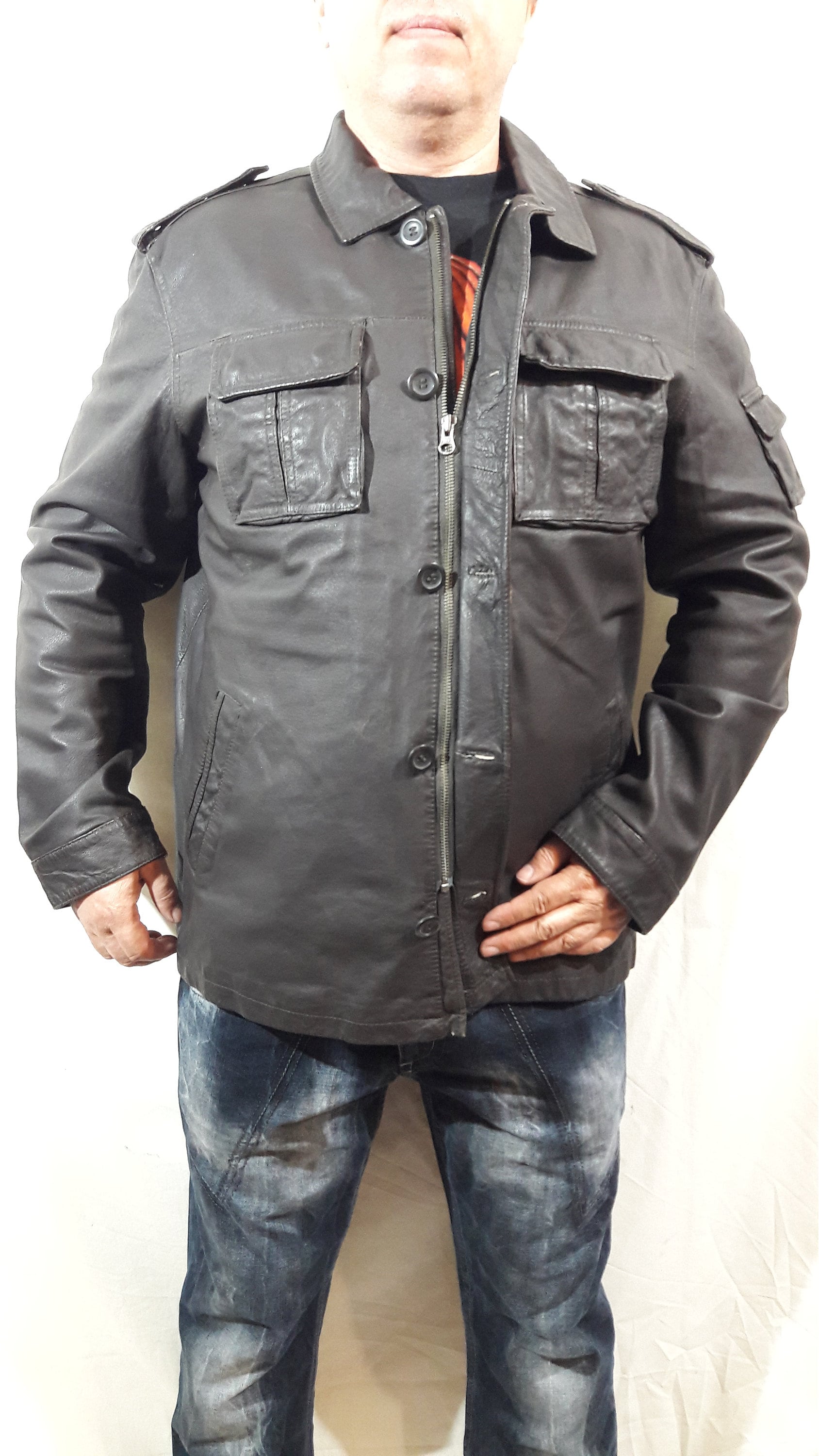 Vintage Angelo Litrico Leather Jacket: Brown Blazer With Pockets 