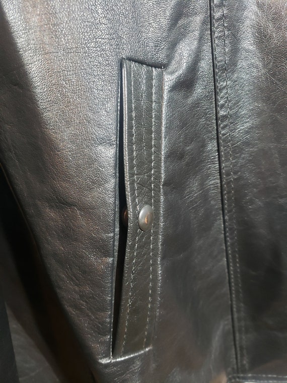 Vintage Patent Leather Jacket: Solid Black Button… - image 9