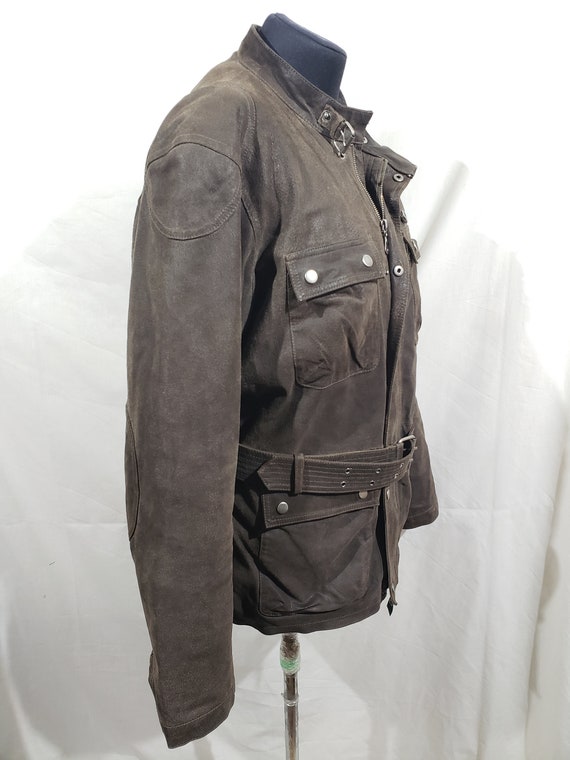 Reliable men's leather jacket with a belt. Brown … - image 4