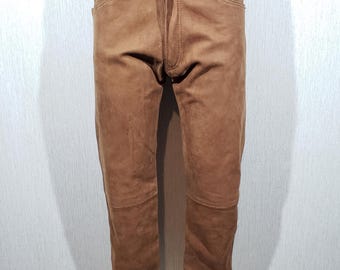 Vintage Braune Nubuklederhose - Denim Cut Herrenhose