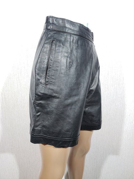Comfortable leather black shorts for women. Black… - image 3