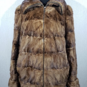 Brown Mink Fur Coat - Women&#39;s Genuine Fur Zip-Up Jacket