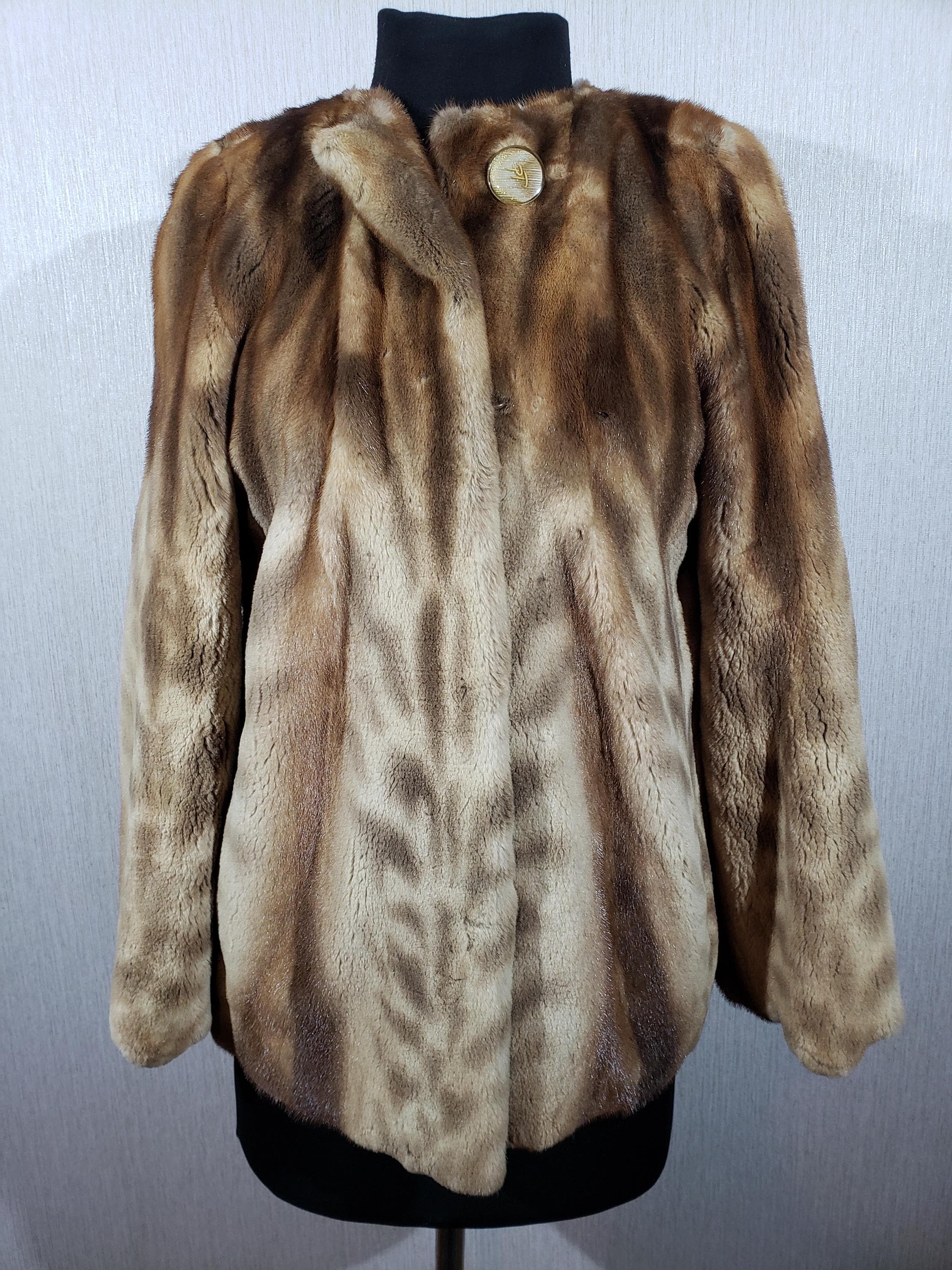 ブラウンミンクファーコート：レディース本毛皮、フック留め - Etsy 日本