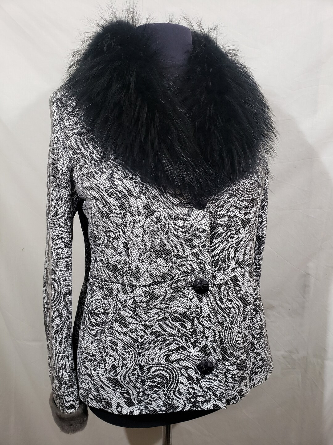 Shearling Jacket Pattern Genuine Shearling Sheepskin Coat: Wide Fur Collar, Abstract Pattern - Etsy