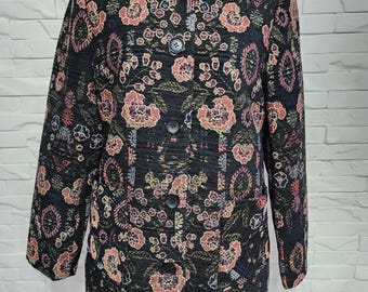 Tapestry Jacket: Women's Brown Art Nouveau Style Coat