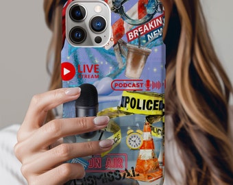True Crime Collage Phone Case iPhone and Samsung Glossy Finish, True Crime Fan Collage Aesthetic, Podcast, Cute Phone Cases