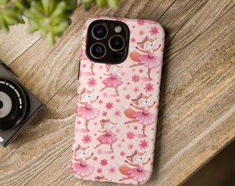Cute Baby Fox Ballerina Pink Pattern, iPhone, Samsung Galaxy, Protective Cover, Hard Shell, Unique Gift