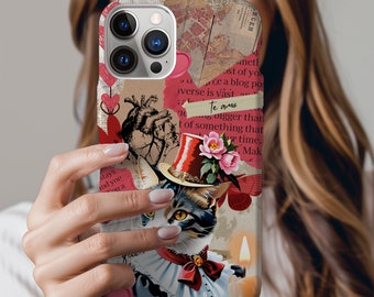 Cat in Hats Hearts Collage Phone Case Phone Case for iPhone and Samsung Galaxy Phones