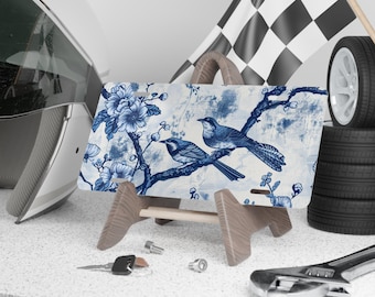 Vanity Plate, Blue Chinoiserie Bird - Decorative Car Tag, Custom Front License Plate, Personalized Auto Tag, Car Accessories, Unique Gift