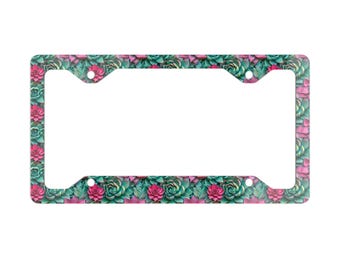 Succulent Plant License Plate Frame Metal License Plate Frame