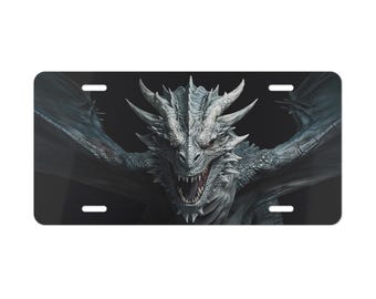 Dragon License Plate, White Dragon License Plate