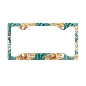 Metal License Plate Frame - Beach Sunset, Coastal Car Decor, Vehicle Accessories, Ocean Lover Gift, Tropical License Plate Holder