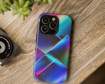 iPhone Case, Faux Hologram Look, Blue, Protective Cover, Hard Shell, Unique Design, Trendy Accessory