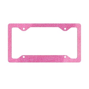 Pink “Glitter” License Plate Frame, Car Accessories, Custom Front Plate Holder, Vehicle Decor