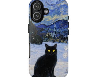 Stylish Cat Phone Case,Van Gogh Style Phone Case, iPhone, Google, Samsung
