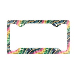 Colorful Metal License Plate Frame, Stylish Auto Accessory, Unique Car Decor, Gift for Car Enthusiasts, Vibrant Vehicle Accessories