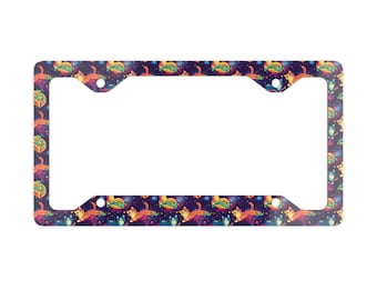 Taco Cat in Space License Plate Frame Metal License Plate Frame, Funny Cat License Plate, Unhinged License Plate Frame