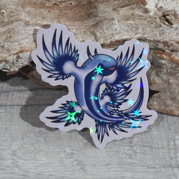 Sticker, vinyl, holo, holographic, Glaucus atlanticus, blue sea dragon, angel, sea slug, ocean, sparkle, 2,5"