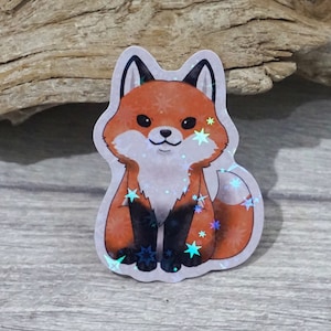 Fuchs, Sticker, Aufkleber, Vinyl, holo, holographisch, glitzer, funkel, 5,2 cm Bild 1