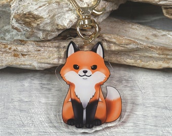 Fox, Acryl hanger, Mobiele telefoon hanger, Hanger, schattig, oranje, Sleutelhanger, Acryl, Karabijnhaak, Charm - 5 cm, 50 mm