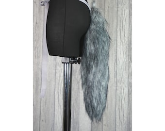 Cosplay tail, tail, tail, wolf, fox, cat, fluffy, silky, faux fur, grey, high quality, 50 cm