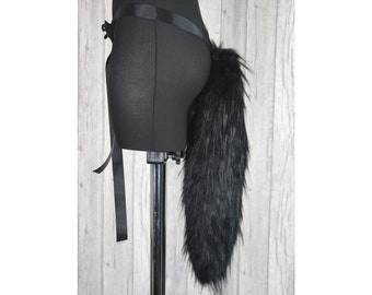 Cosplay Tail, Schwanz, Schweif, Wolf, Fuchs, Katze, flauschig, seidig, Kunstpelz, schwarz, gothic, hohe Qualität
