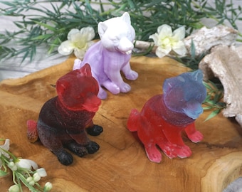B-stock, shiba figure, dog, resin, blue, white, purple, red, pink, decoration, 4,1"