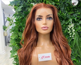 HERA- Luxury Fibre Copper Red  Long Straight/Wavy 13 by 6  Lace Frontal  Wig| Multiple Parting Option- Realistic Wig