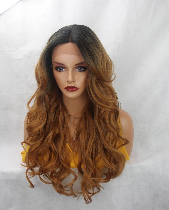 Ombre Strawberry Honey Blonde Long Wavy Curly 44 Soft Silk Etsy