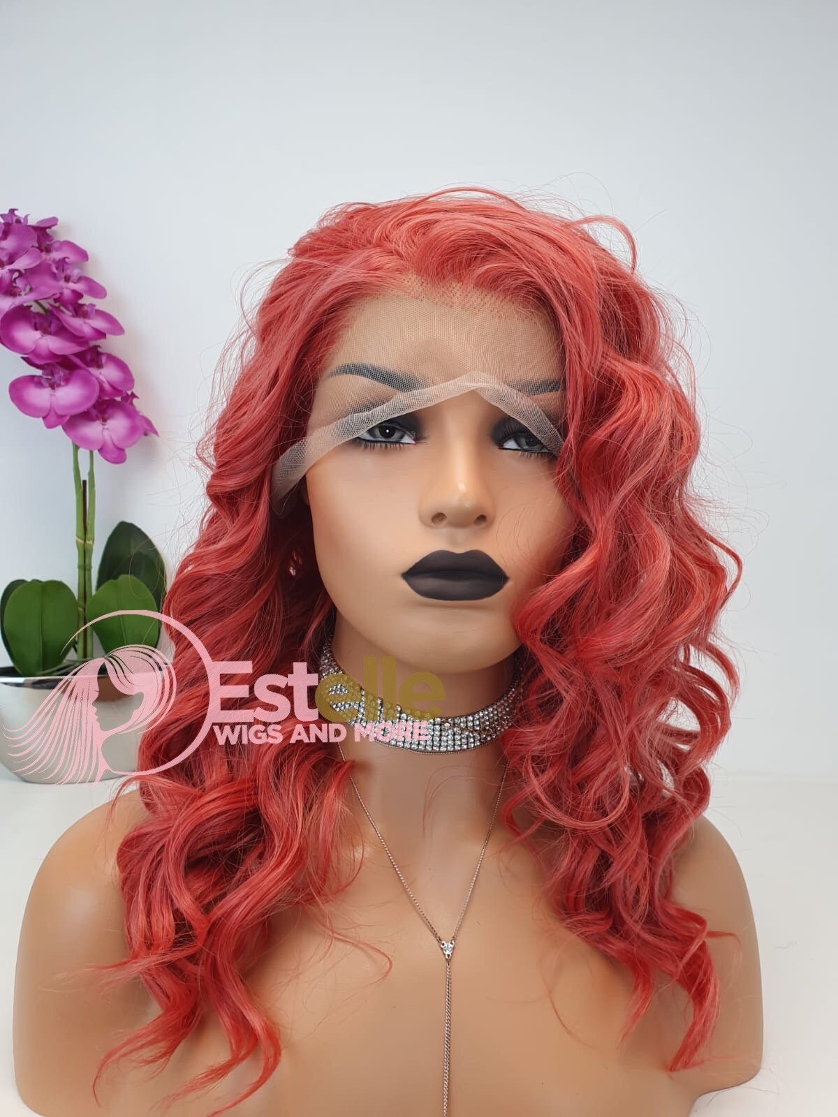 Peach Light Orange Medium Length Loose Wave Synthetic Soft Etsy
